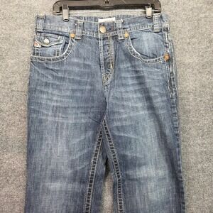 MEK DENIM CHICAGO Mens Jeans 34x34 Blue Wash Straight Leg Button Fly Pockets